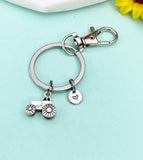 Tractor Keychain - Personalized Initial Charm, Farm Keyring