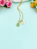 Evil Eye Necklace – Tiny Gold Pendant with Personalized Initial Charm Gift for Her, N577D