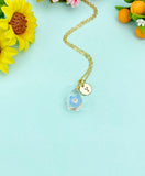 Forget Me Not Initial Necklace – Pressed Flower Pendant, Gold
