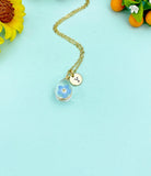 Forget Me Not Initial Necklace – Pressed Flower Pendant, Gold