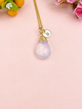 Opalite Necklace in Gold or Silver, Opalite Jewelry, Teardrop Wire Wrap, N6359
