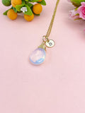 Opalite Necklace in Gold or Silver, Opalite Jewelry, Teardrop Wire Wrap, N6359