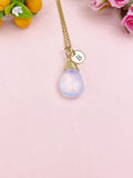 Opalite Necklace in Gold or Silver, Opalite Jewelry, Teardrop Wire Wrap, N6359