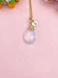 Opalite Necklace in Gold or Silver, Opalite Jewelry, Teardrop Wire Wrap, N6359