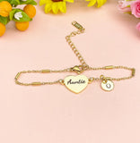 Gold or Silver Auntie Bracelet, Aunt Jewelry, Aunt Gift, D473