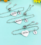 Big Sis Mid Sis Lil Sis Bracelet, Heart, Big Sister Middle Sister Little Sister Bracelet, Sisters Jewelry, Sister Gift, D561S