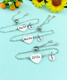 Big Sis Mid Sis Lil Sis Bracelet, Heart, Big Sister Middle Sister Little Sister Bracelet, Sisters Jewelry, Sister Gift, D561S