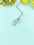Eagle Necklace – Silver Pendant with Personalized Initial Charms A–Z, N348S