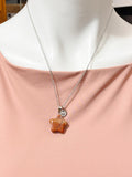 Red Rainbow Jasper Star Charm Silver Necklace, Natural Red Rainbow Jasper Gemstone Jewelry, N6278