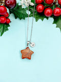 Red Rainbow Jasper Star Charm Silver Necklace, Natural Red Rainbow Jasper Gemstone Jewelry, N6278