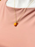 Gold Orange Fruit Charm Necklace, N6678G