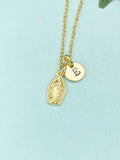 Gold Virgin Mary Necklace • 18K Gold Plated Miraculous Medal Pendant, N6683