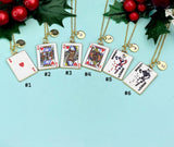 Gold Playing Card Necklace • Queen of Heart Pendant Jewelry, N6686Q