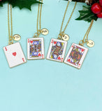Gold Playing Card Necklace •Jack of Heart Pendant Jewelry, N6686J