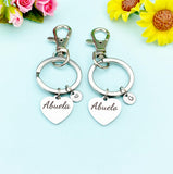 Abuela Abuelo Keychain • Stainless Steel Heart Engraved Gift for Grandparents, D612