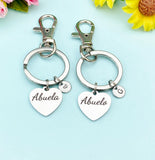 Abuela Abuelo Keychain • Stainless Steel Heart Engraved Gift for Grandparents, D612