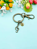 Bronze Music Note Keychain • Treble Clef Charm • Music Lover Gift, N6687