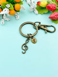 Bronze Music Note Keychain • Treble Clef Charm • Music Lover Gift, N6687