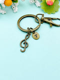 Bronze Music Note Keychain • Treble Clef Charm • Music Lover Gift, N6687