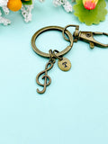 Bronze Music Note Keychain • Treble Clef Charm • Music Lover Gift, N6687