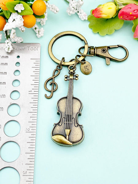 Fiddle Keychain Bronze Violin Clef Music Note Charm Keychain, Viola Charm, Cello Charm ...