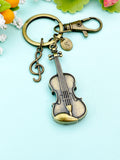 Bronze Violin Clef Music Note Charm Keychain, Viola Charm, Cello Charm, Fiddle Charm Music Keychain, N5770A