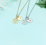 Baseball Necklace • Gold or Silver Ball Pendant • Sports Jewelry for Baseball Softball Player, N6689
