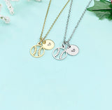 Baseball Necklace • Gold or Silver Ball Pendant • Sports Jewelry for Baseball Softball Player, N6689