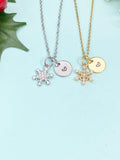 Snowflake Necklace • Gold or Silver Winter Pendant • Dainty Seasonal Jewelry, N6692