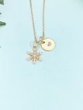 Snowflake Necklace • Gold Winter Pendant • Dainty Seasonal Jewelry, N6692G