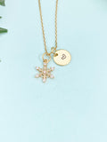 Snowflake Necklace • Gold Winter Pendant • Dainty Seasonal Jewelry, N6692G