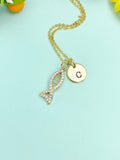 Gold Fish Charm Necklace, N5915