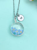 Silver One Dandelion Three Forget Me Not Real Flower Charm Necklace, Wish Gifts, N5779S