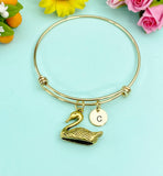 Gold Swan Charm Bracelet • Swan Pendant • Elegant Jewelry, N2163