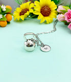 Kettlebell Charm Necklace • Silver Fitness Pendant • Athlete Workout Jewelry, N2594A