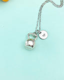 Kettlebell Charm Necklace • Silver Fitness Pendant • Athlete Workout Jewelry, N2594A