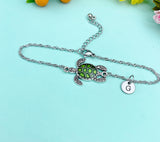Green Sea Turtle Charm Bracelet • Ocean Inspired Jewelry • Dainty Nature Bracelet, N4977