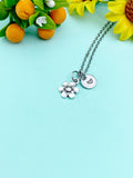 Silver Daisy Flower Charm Necklace • Dainty Floral Pendant • Personalized Initial Gift, N6717