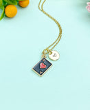 Gold Ace of Hearts Charm Necklace – Black Pendant Symbolizing Love, Luck & Bold Style, N6695