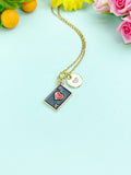 Gold Ace of Hearts Charm Necklace – Black Pendant Symbolizing Love, Luck & Bold Style, N6695