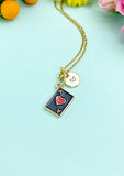 Gold Ace of Hearts Charm Necklace – Black Pendant Symbolizing Love, Luck & Bold Style, N6695