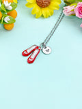 Silver Red Shoe Charm Necklace • Dainty High Heel Pendant • Fashion Lover Gift, N6719