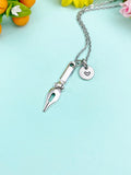 Silver Pen Nib Charm Necklace • Dainty Fountain Pen Pendant • Writer Gift Jewelry, N6721