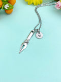 Silver Pen Nib Charm Necklace • Dainty Fountain Pen Pendant • Writer Gift Jewelry, N6721