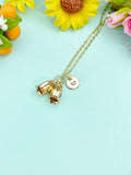 Gold Bellflower Charm Necklace • Dainty Campanula Pendant • Nature Lover Jewelry Gift, N6723