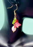 Gold Pearl Flower Earrings • Natural Freshwater Dangle • Dainty Floral Jewelry Gift, N6725
