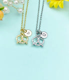 Pretzel Charm Necklace • Gold or Silver Snack Pendant, Initial Option