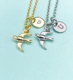 Gold or Silver Swallow Charm Necklace • Dainty Bird Pendant • Meaningful Nature Gift, N6728