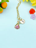 Gold Pear Charm Necklace • Initial Pendant, Cubic Zirconia