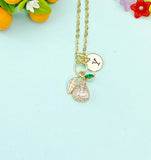 Gold Pear Charm Necklace • Dainty Fruit Pendant • Minimalist Cute Jewelry, N6701